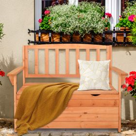 44 Inch Golden Red Storage Box With Backrest Armrest And Cedar Yard