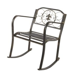 Flat Tube Bronze Painted Single Rocking Chair