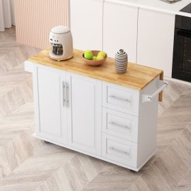 Kitchen Island Cart With Cabinet, 3 Drawers, Spice Rack, Towel Rack, 43.31  Wide