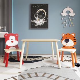 Kids Table & 2 Chairs Set, 3Pc Toddler Wooden Activity Play Set