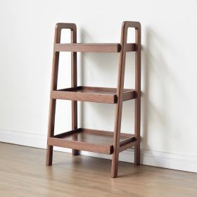 Walnut Oak Storage Bench, 3-Tier Beech Wood Shoe Rack For Entryway Organizer