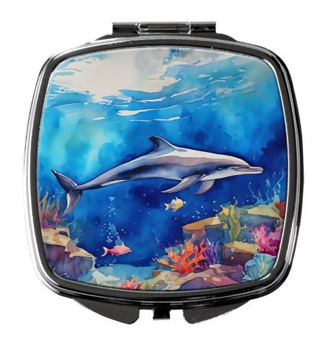 Dolphin Compact Mirror Decorative Travel Makeup Mirror for Women Girls Gifts Pocket Makeup Mirror Folding Handheld